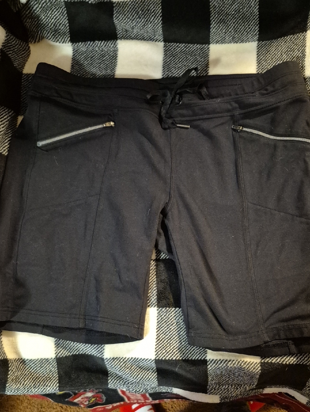 Athleta Black Women's Athletic Drawstring Shorts with Zipper Pockets